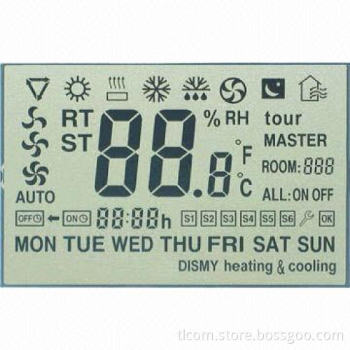 TN Air Conditioner Monochrome LCD, 25-day Lead-time, -30-80 Degrees Celsius Operating Temperature